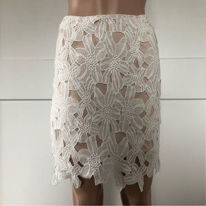 Missguided Cream White Lace Floral Mini Skirt US 0 1 XS